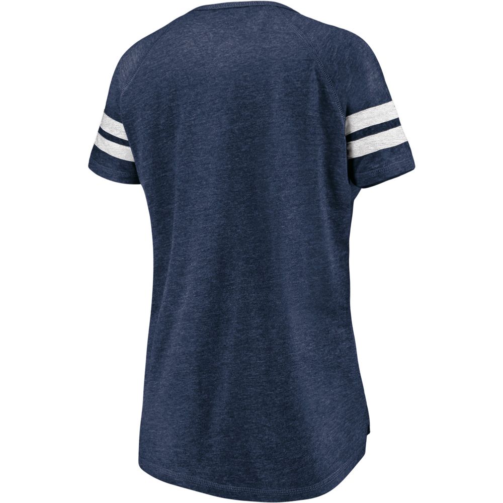 Fanatics Branded Women's Fanatics Branded Heathered Navy Chicago Bears  Throwback Logo Tri-Blend Raglan Notch Neck - T-Shirt