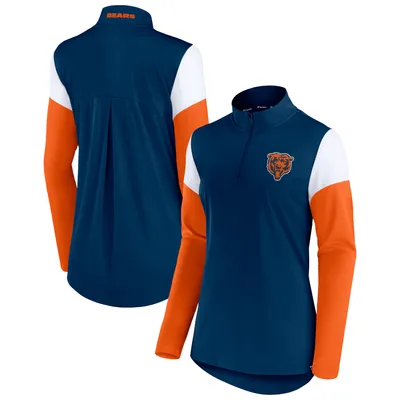 Chicago Bears Fanatics Branded Women's Block Party Team Authentic Quarter-Zip Jacket - Navy/Orange
