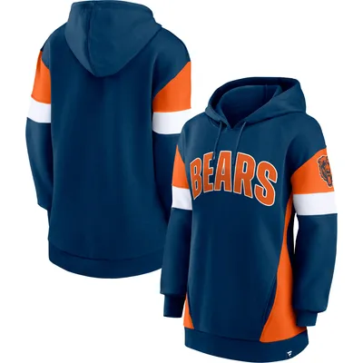 Chicago Bears Fanatics Branded Women's Lock It Down Pullover Hoodie - Navy/Orange
