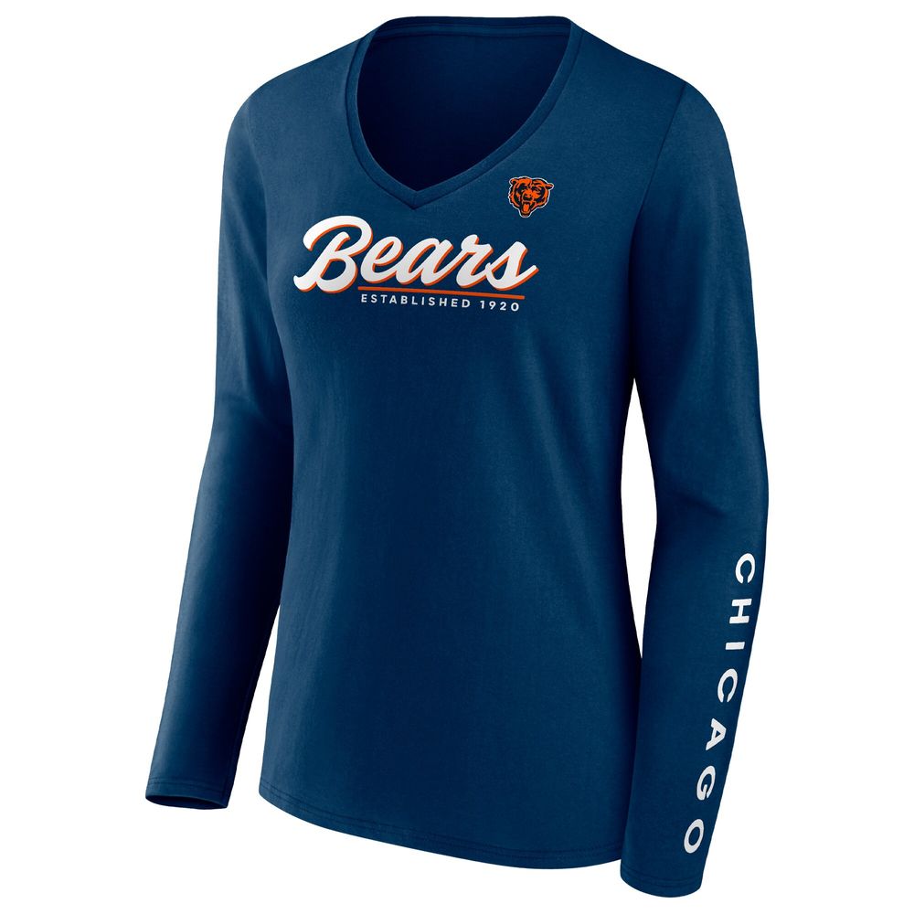 Fanatics Branded Women's Fanatics Branded Navy Chicago Bears Drive Forward  V-Neck Long Sleeve T-Shirt