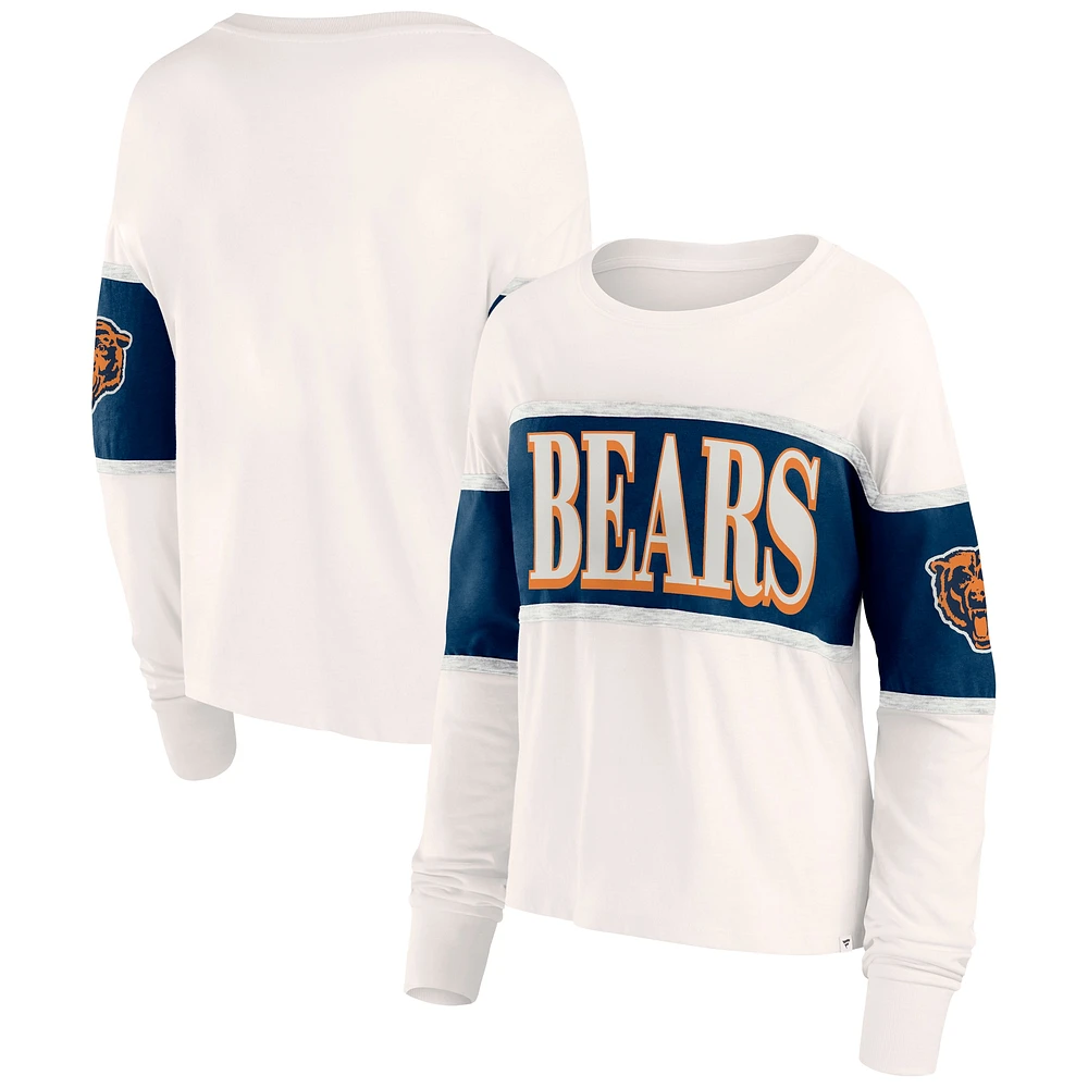 T-shirt à manches longues Fanatics Cream Chicago Bears Antique Block pour femmes