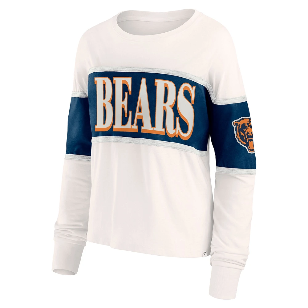 Women's Fanatics Cream Chicago Bears Antique Block Long Sleeve T-Shirt