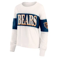 T-shirt à manches longues Fanatics Cream Chicago Bears Antique Block pour femmes