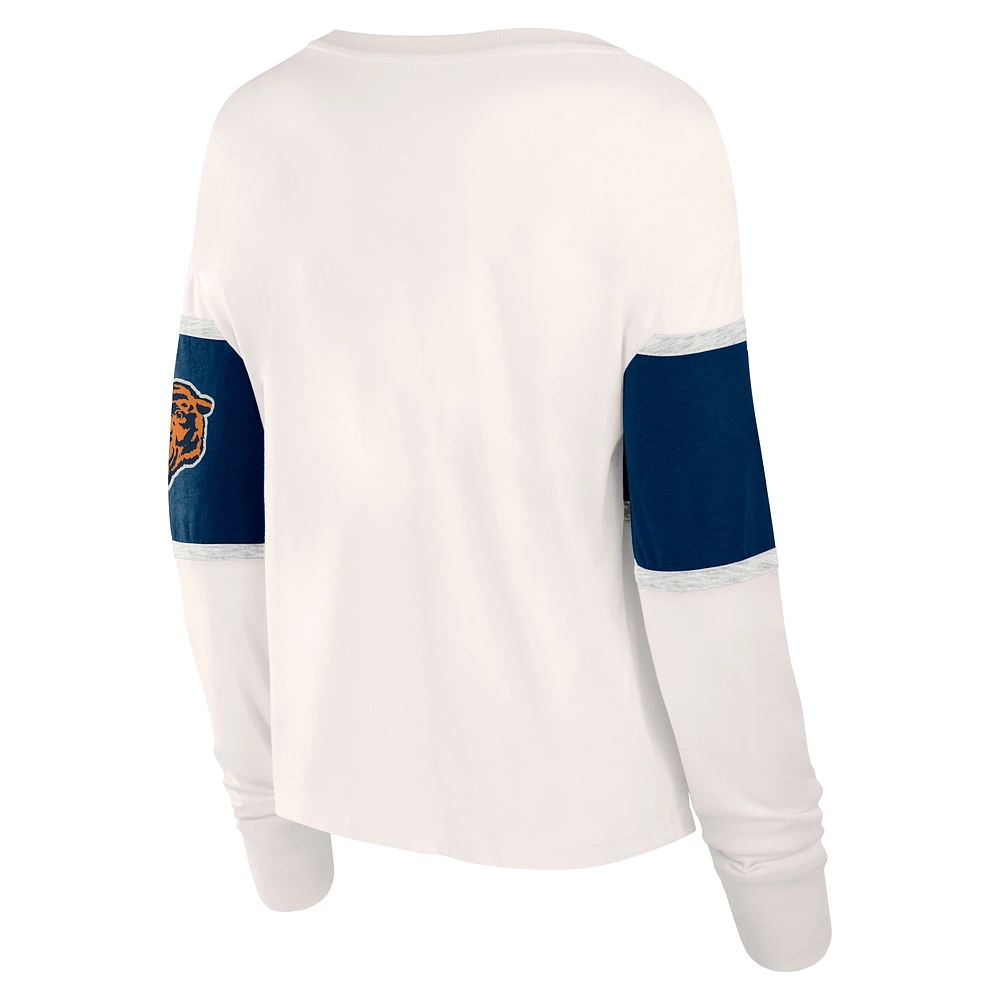 Women's Fanatics Cream Chicago Bears Antique Block Long Sleeve T-Shirt