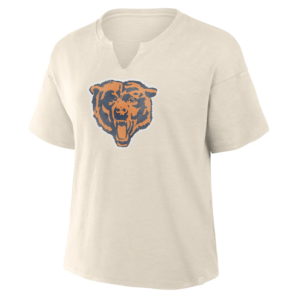 T-shirt boxy flammé Fanatics crème pour femme, motif Chicago Bears, Trick Play