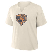 T-shirt boxy flammé Fanatics crème pour femme, motif Chicago Bears, Trick Play