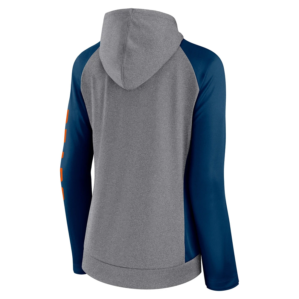 Women's Fanatics  Heather Gray/College Navy Chicago Bears Blind Side Lightweight Full-Zip Hoodie