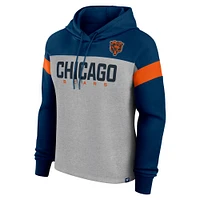 Women's Fanatics Heather Gray/Navy Chicago Bears Bold Play Call Pullover Hoodie