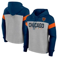 Sweat à capuche enfiler Fanatics pour femme, gris chiné/bleu marine, Chicago Bears, Bold Play Call