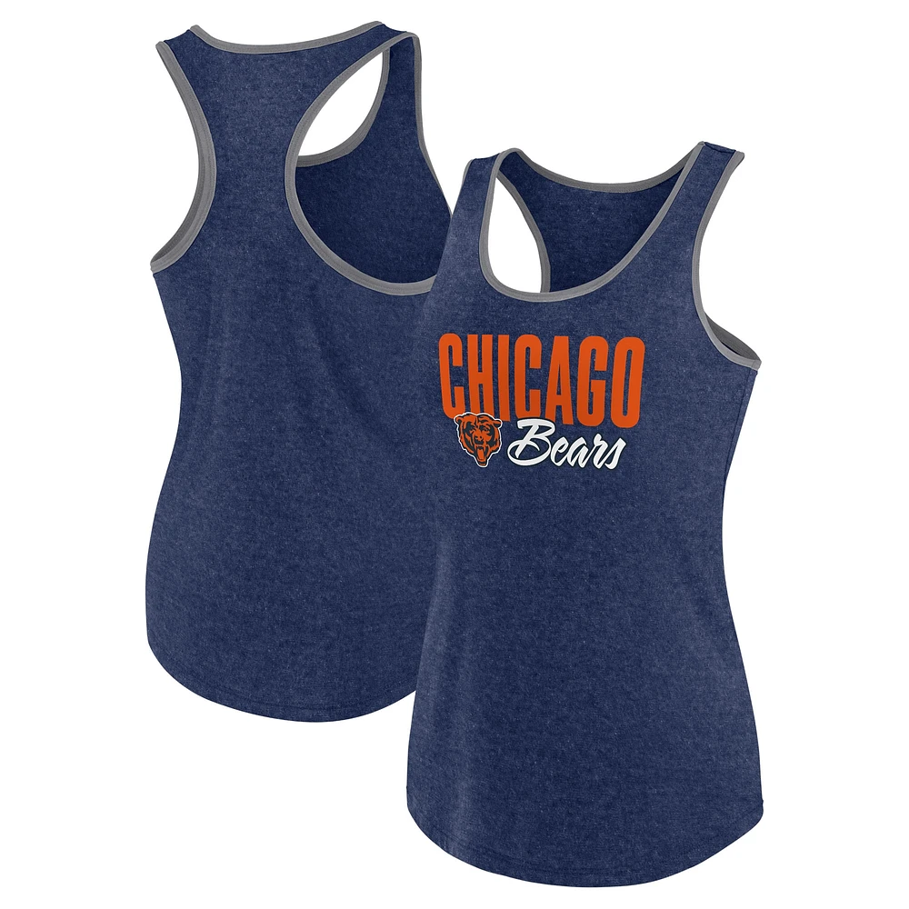 Women's Fanatics Heather Navy Chicago Bears Plus Fuel Tank Top