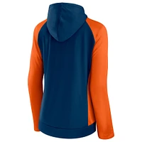 Veste à capuche légère raglan entièrement zippée pour femmes Fanatics bleu marine/orange Chicago Bears End Around