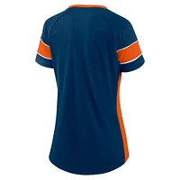 T-shirt raglan à lacets Fanatics pour femmes, bleu marine/orange, Chicago Bears Team Draft Me