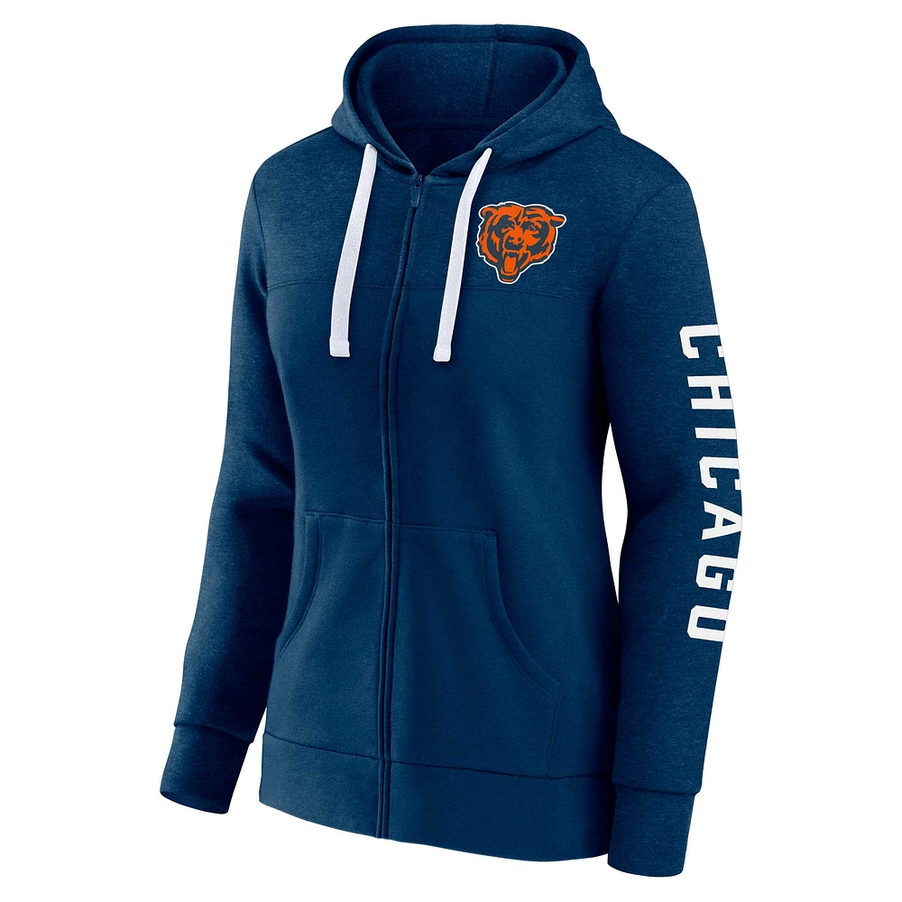 Women's Fanatics Navy Chicago Bears City Ties Full-Zip Hoodie