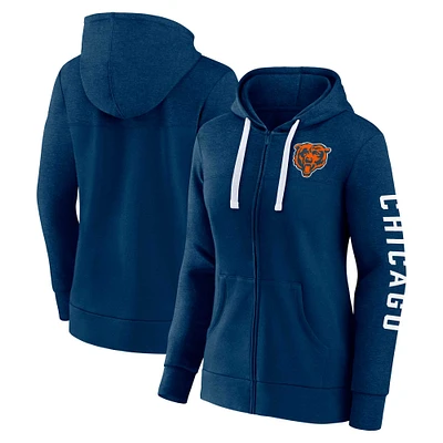 Women's Fanatics Navy Chicago Bears City Ties Full-Zip Hoodie