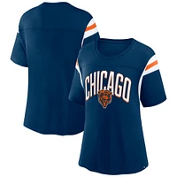 T-shirt à rayures gagnées Fanatics pour femmes, bleu marine, Chicago Bears