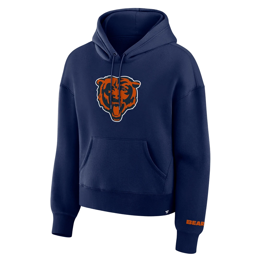 Women's Fanatics Navy Chicago Bears Legacy Fleece Pullover Hoodie