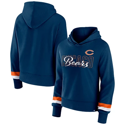 Women's Fanatics  Navy Chicago Bears Over Under Pullover Hoodie