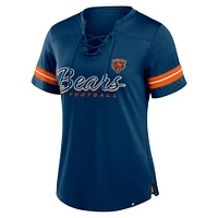 Women's Fanatics Navy Chicago Bears Play Script Lace-Up T-Shirt