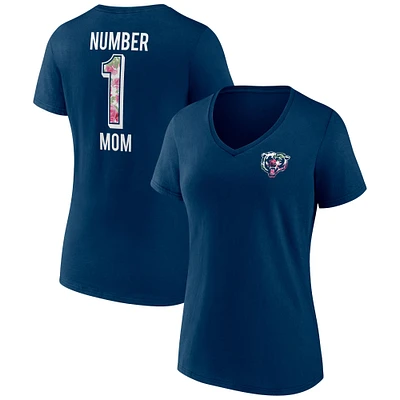 T-shirt à col en V pour femmes Fanatics Navy Chicago Bears grande taille Fête des Mères #1 Mom