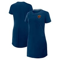 Robe t-shirt drapée froncée Fanatics bleu marine pour femme des Chicago Bears