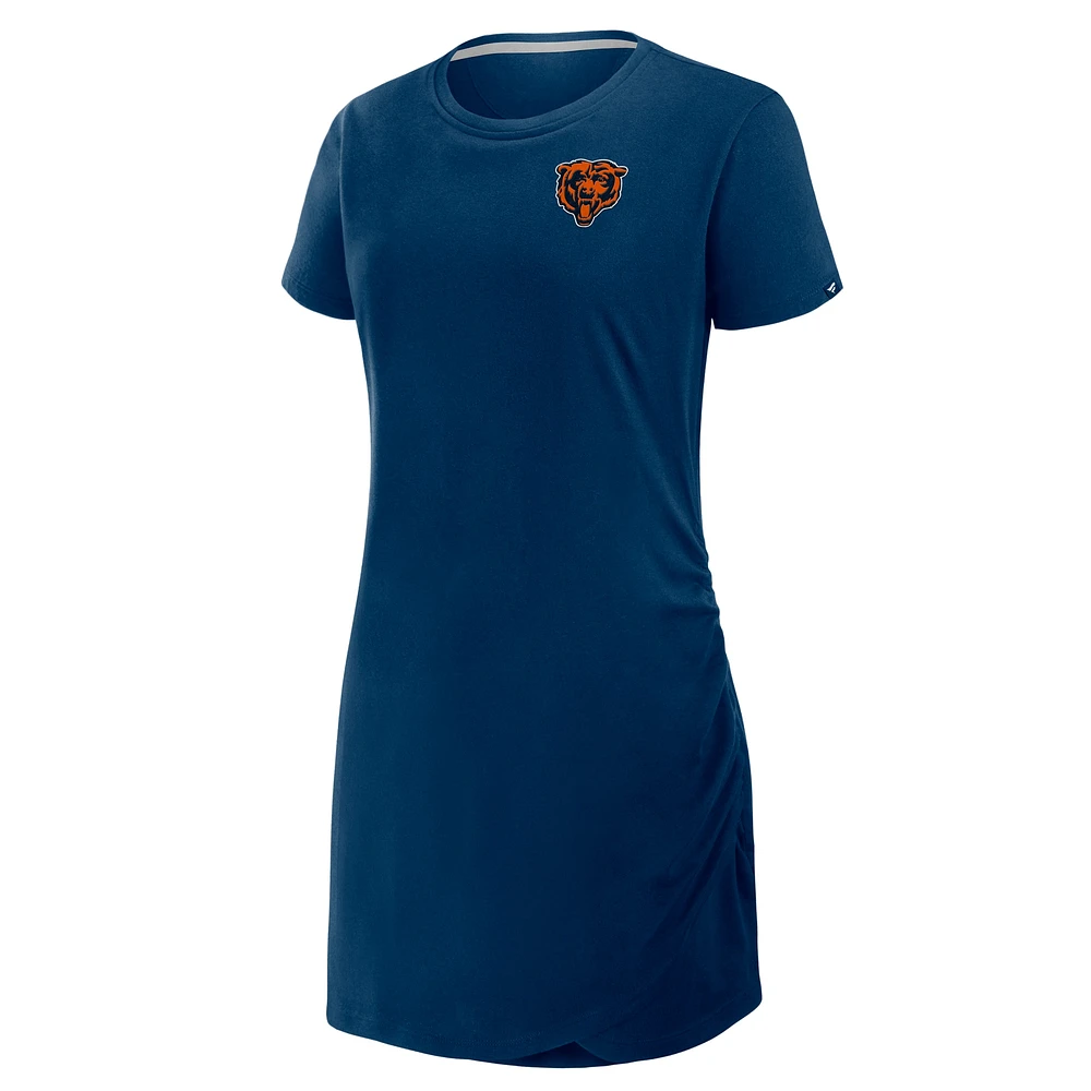 Robe t-shirt drapée froncée Fanatics bleu marine pour femme des Chicago Bears