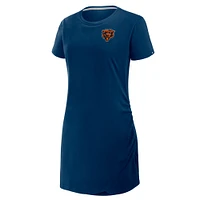 Robe t-shirt drapée froncée Fanatics bleu marine pour femme des Chicago Bears