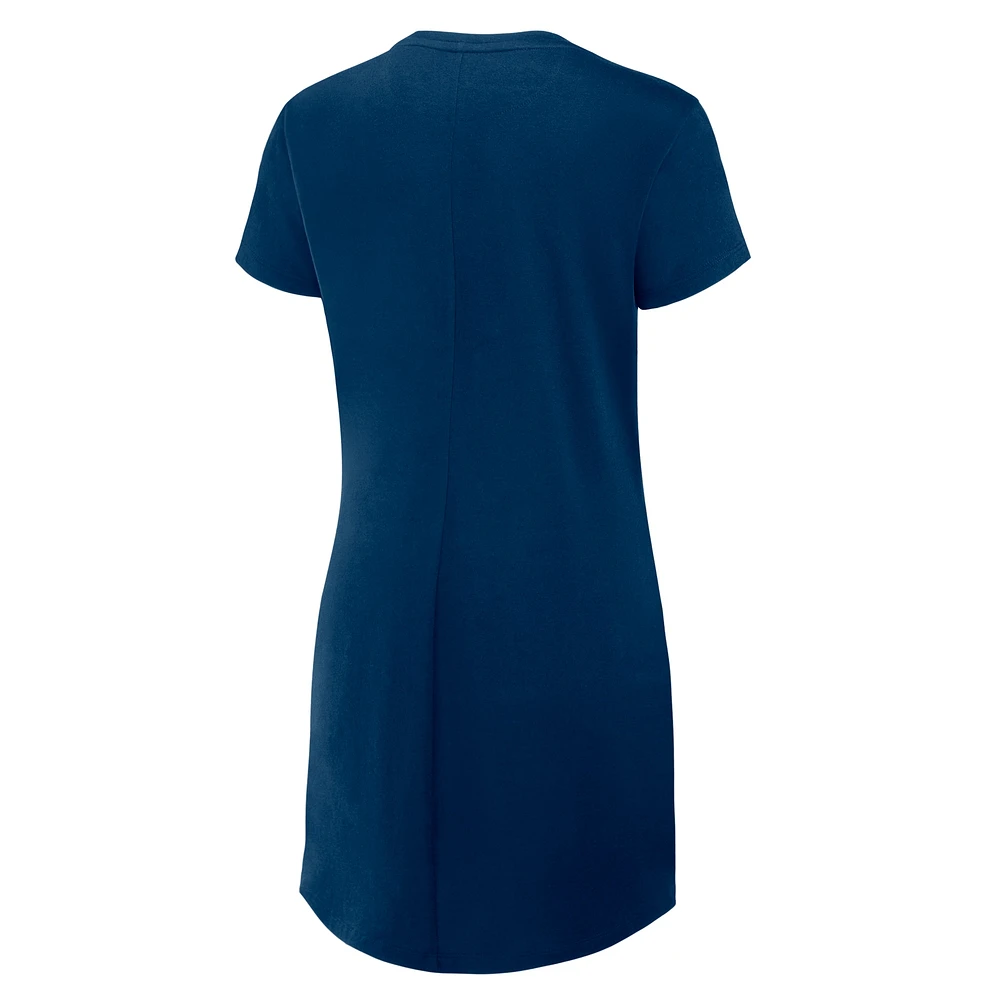 Robe t-shirt drapée froncée Fanatics bleu marine pour femme des Chicago Bears