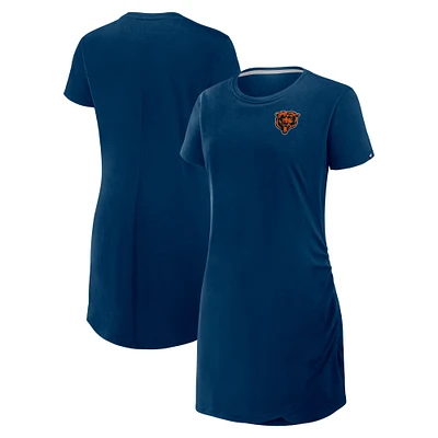 Robe t-shirt drapée froncée Fanatics bleu marine pour femme des Chicago Bears