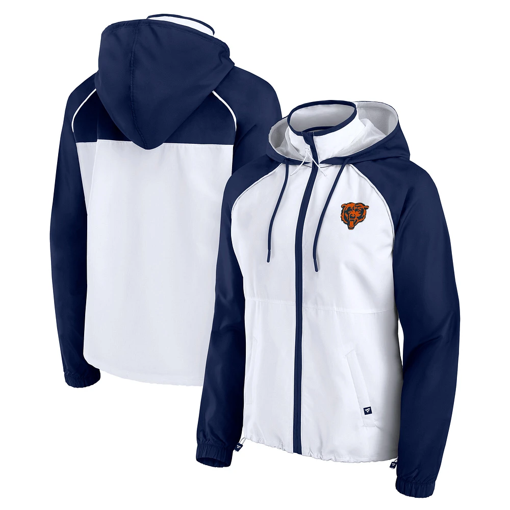 Veste à capuche anorak entièrement zippée Fanatics blanche pour femme des Chicago Bears