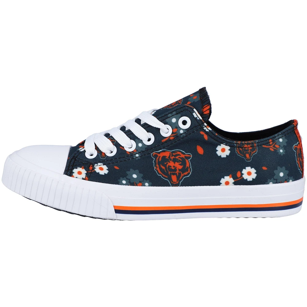 FOCO Navy Chicago Bears Flower Canvas Allover Chaussures pour femmes