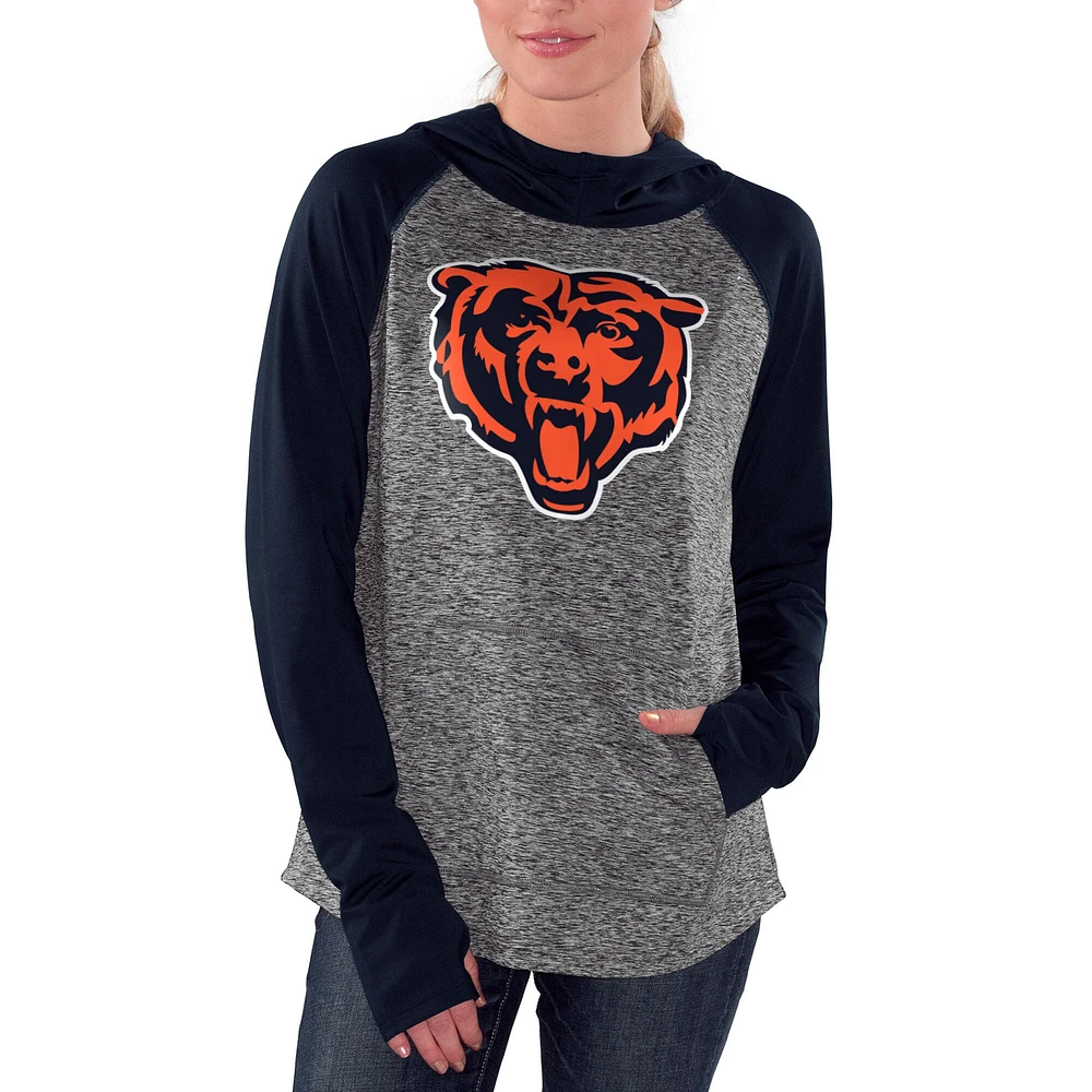 Women's G-III 4Her by Carl Banks Heathered Gray/Navy Chicago Bears Championship Ring Pullover Hoodie