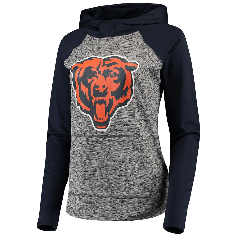 Women's G-III 4Her by Carl Banks Heathered Gray/Navy Chicago Bears Championship Ring Pullover Hoodie