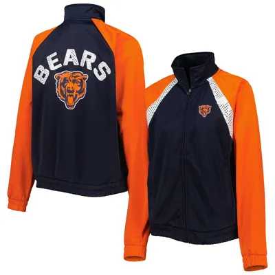 Chicago Bears G-III 4Her by Carl Banks Women's Confetti Raglan Full-Zip Track Jacket - Navy/Orange