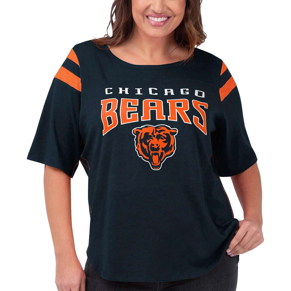 Women's G-III 4Her by Carl Banks Navy Chicago Bears Plus Linebacker T-Shirt