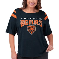 T-shirt de secondeur taille plus G-III 4Her par Carl Banks pour femmes, bleu marine, Chicago Bears