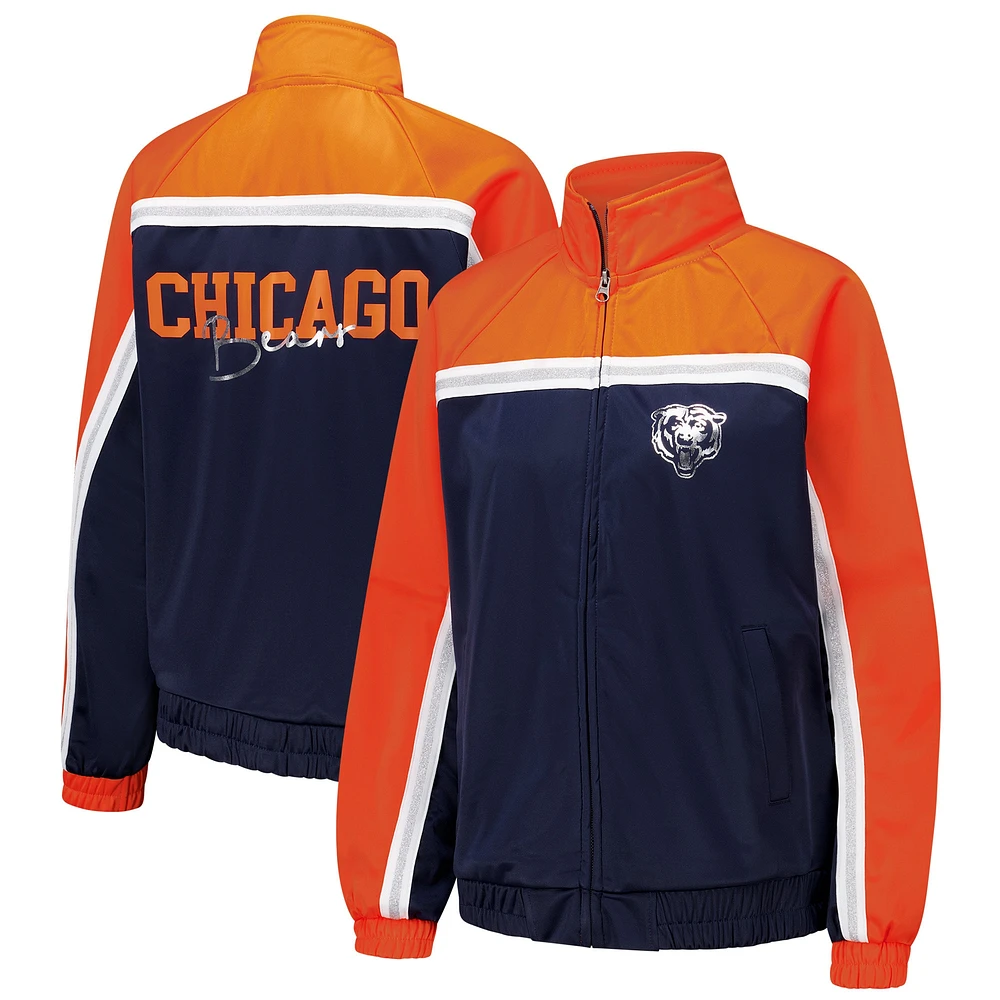 Veste de survêtement d'après-match entièrement zippée G-III 4Her by Carl Banks pour femme, bleu marine, des Chicago Bears