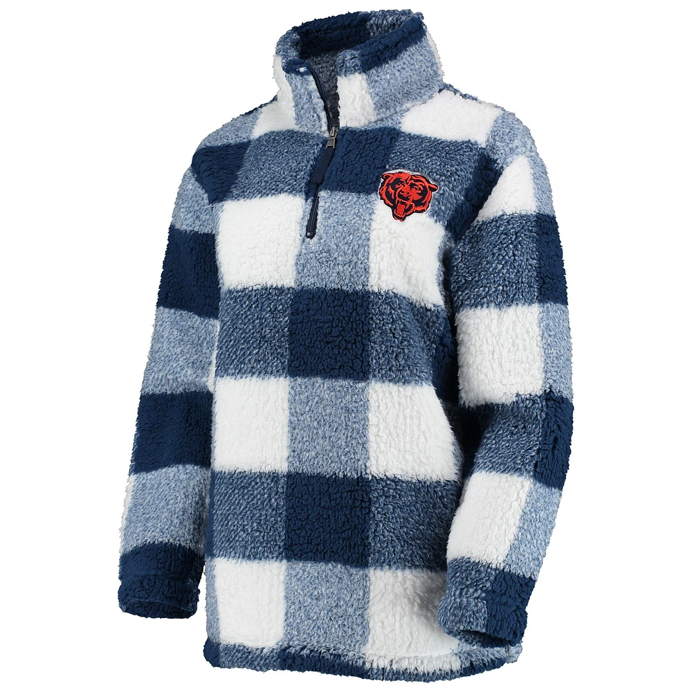 Veste zippée pour femme G-III 4Her by Carl Banks Bleu marine Chicago Bears Sherpa à carreaux