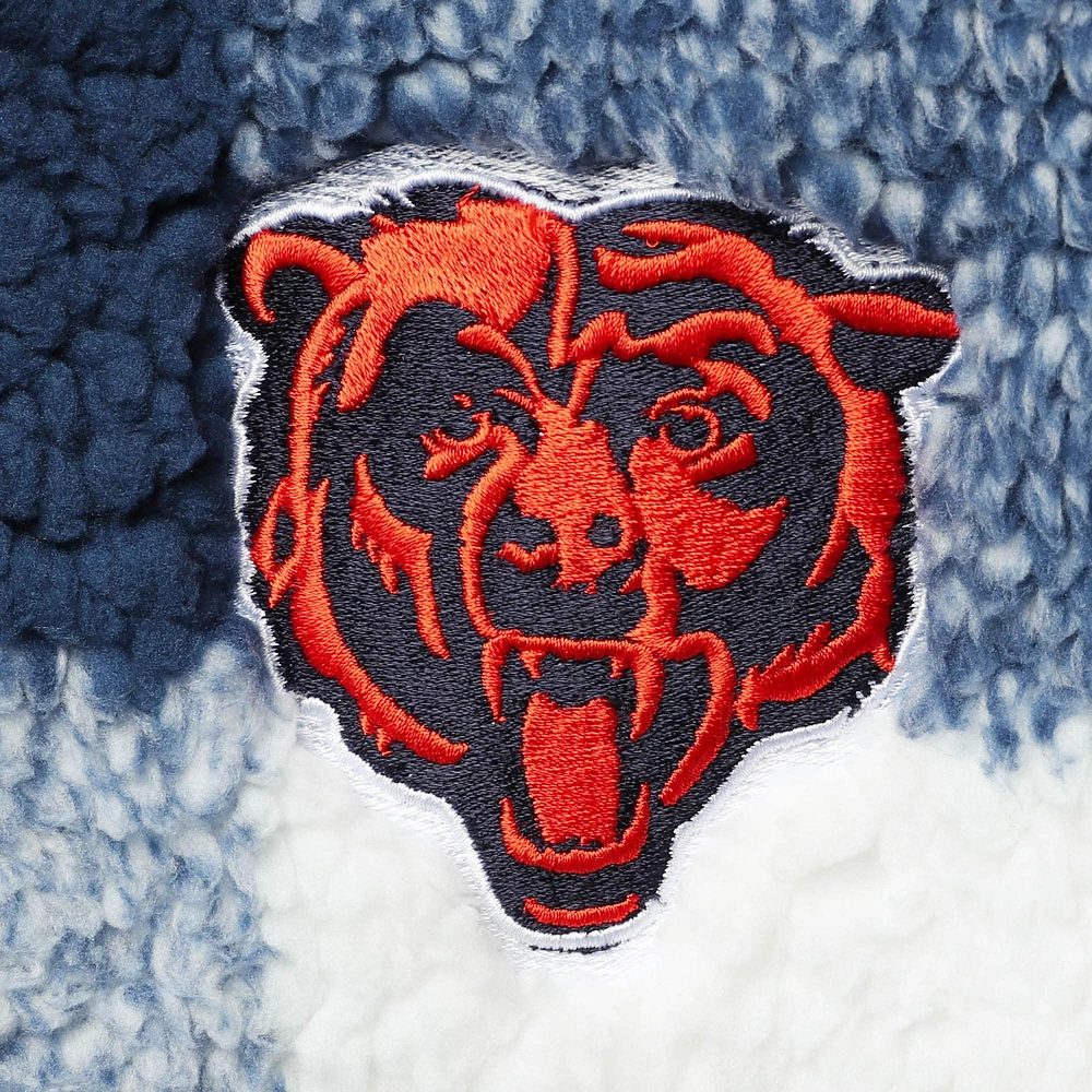 Veste zippée pour femme G-III 4Her by Carl Banks Bleu marine Chicago Bears Sherpa à carreaux