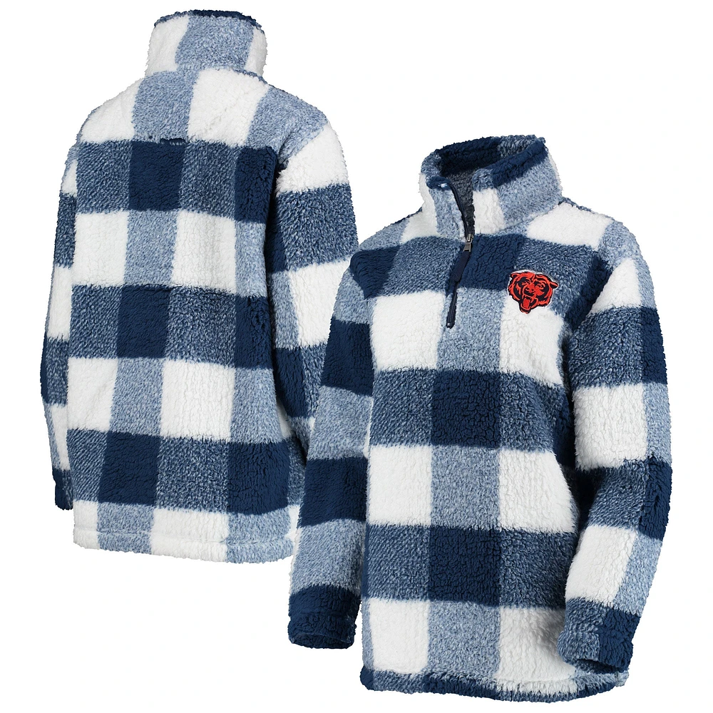 Veste zippée pour femme G-III 4Her by Carl Banks Bleu marine Chicago Bears Sherpa à carreaux