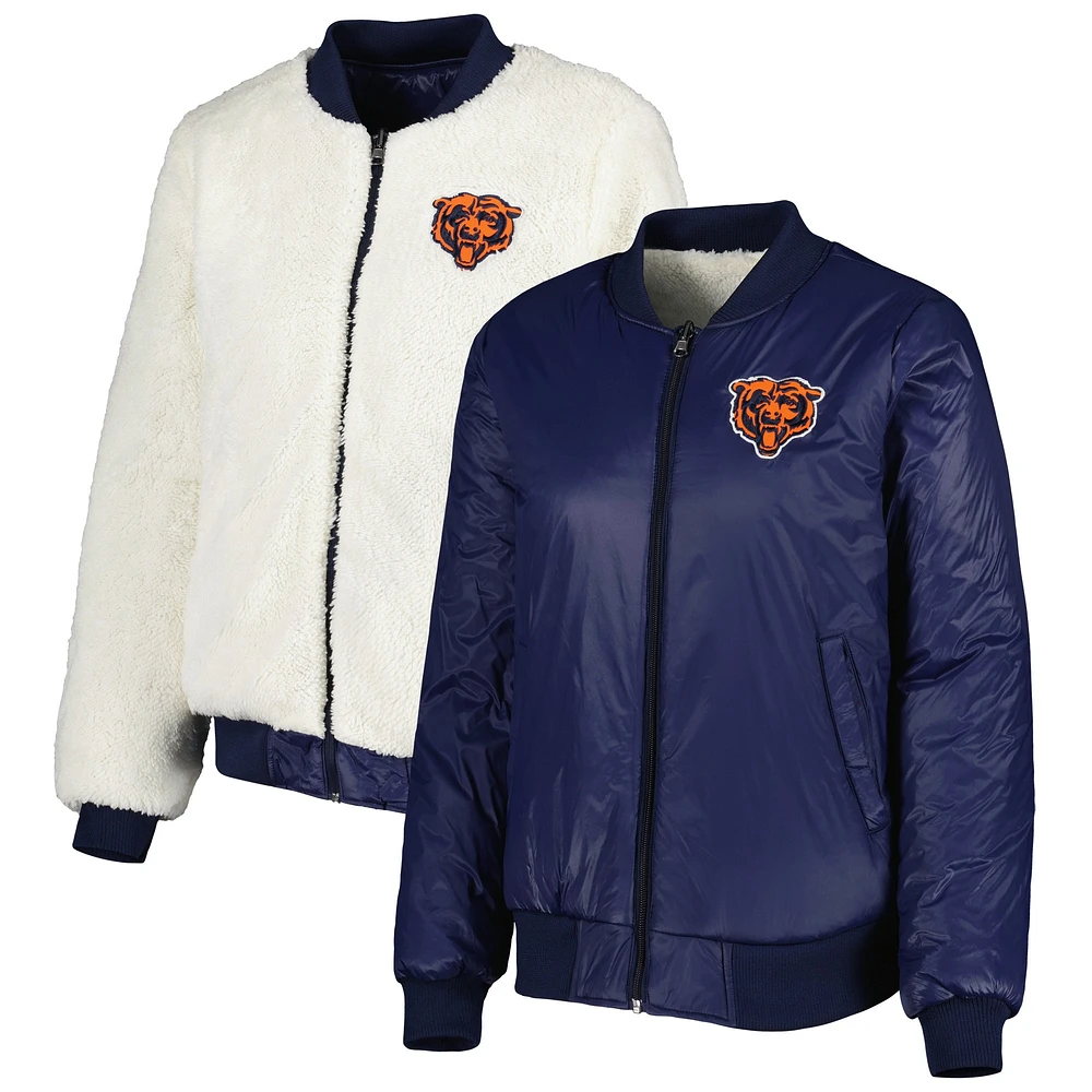 Veste réversible pour femme G-III 4Her by Carl Banks Oatmeal/Navy Chicago Bears Switchback Full-Zip