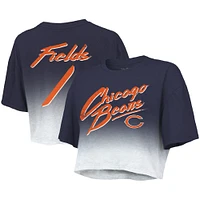 Women's Majestic Threads Justin Fields Navy/White Chicago Bears Dip-Dye Player Name & Number Crop Top