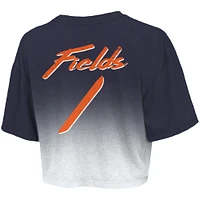 Women's Majestic Threads Justin Fields Navy/White Chicago Bears Dip-Dye Player Name & Number Crop Top