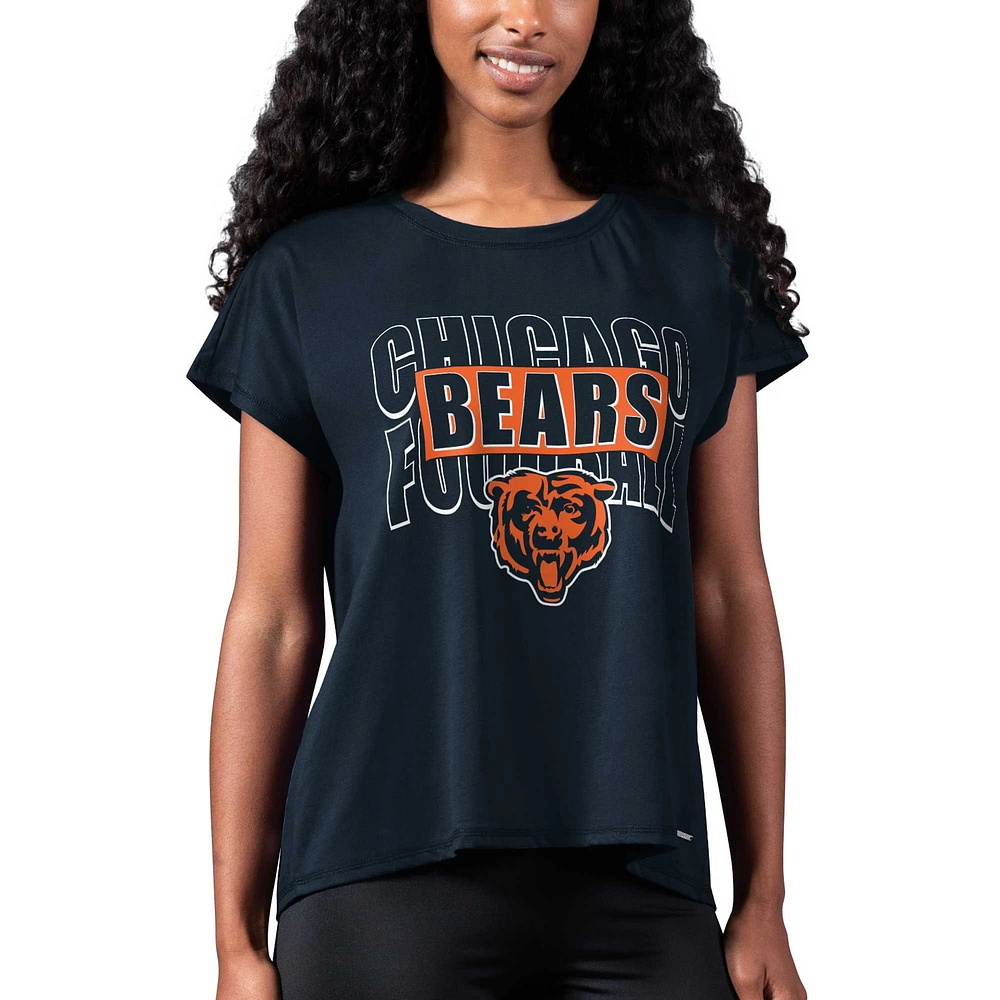 Women's MSX by Michael Strahan Navy Chicago Bears Abigail Back Slit T-Shirt