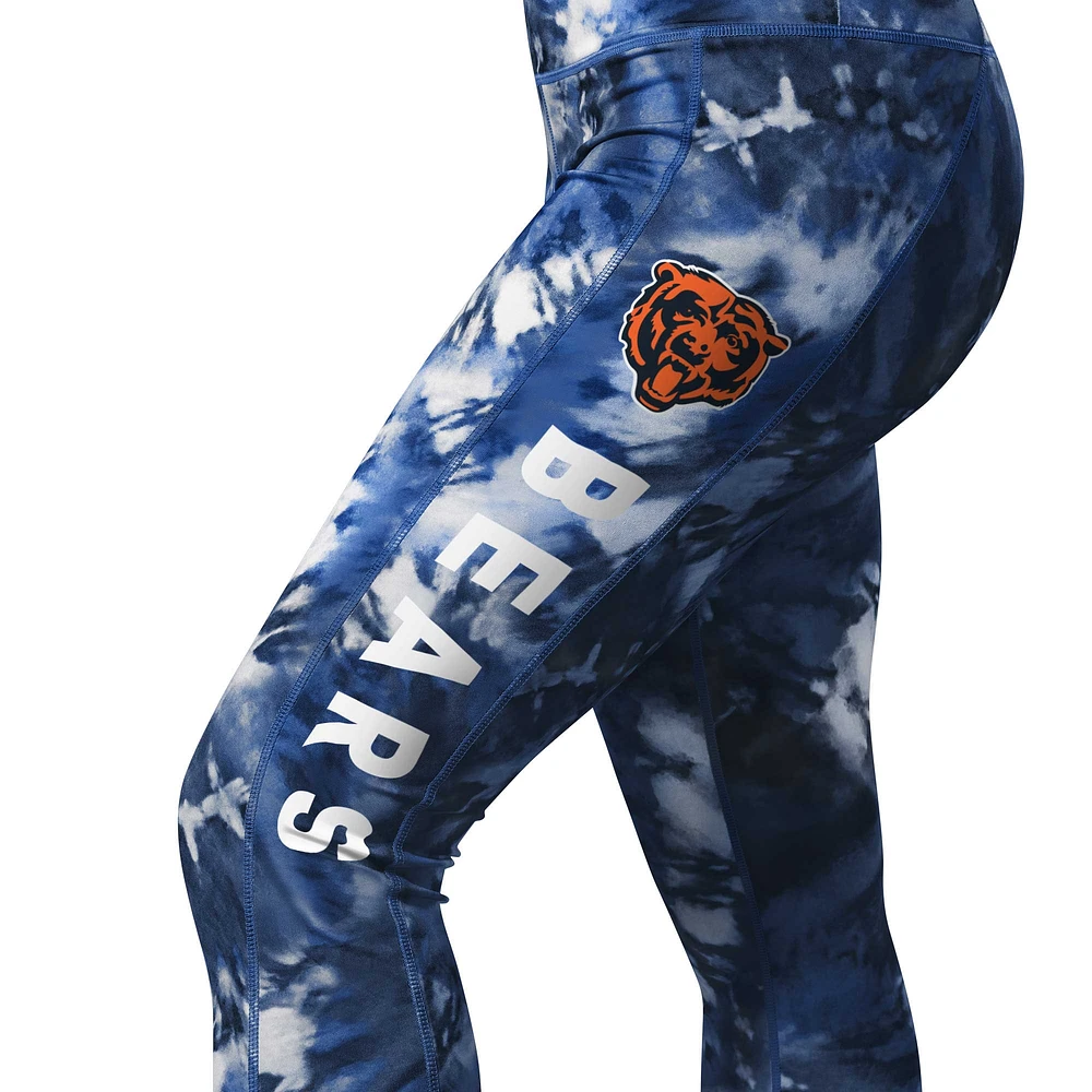 Women's MSX by Michael Strahan Navy Chicago Bears Aubrey Tie-Dye Leggings