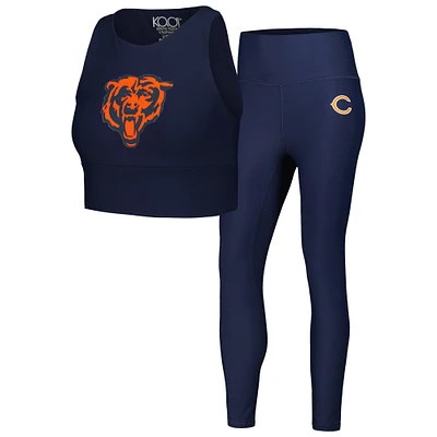 Ensemble leggings et soutien-gorge midi Chicago Bears pour femmes bleu marine