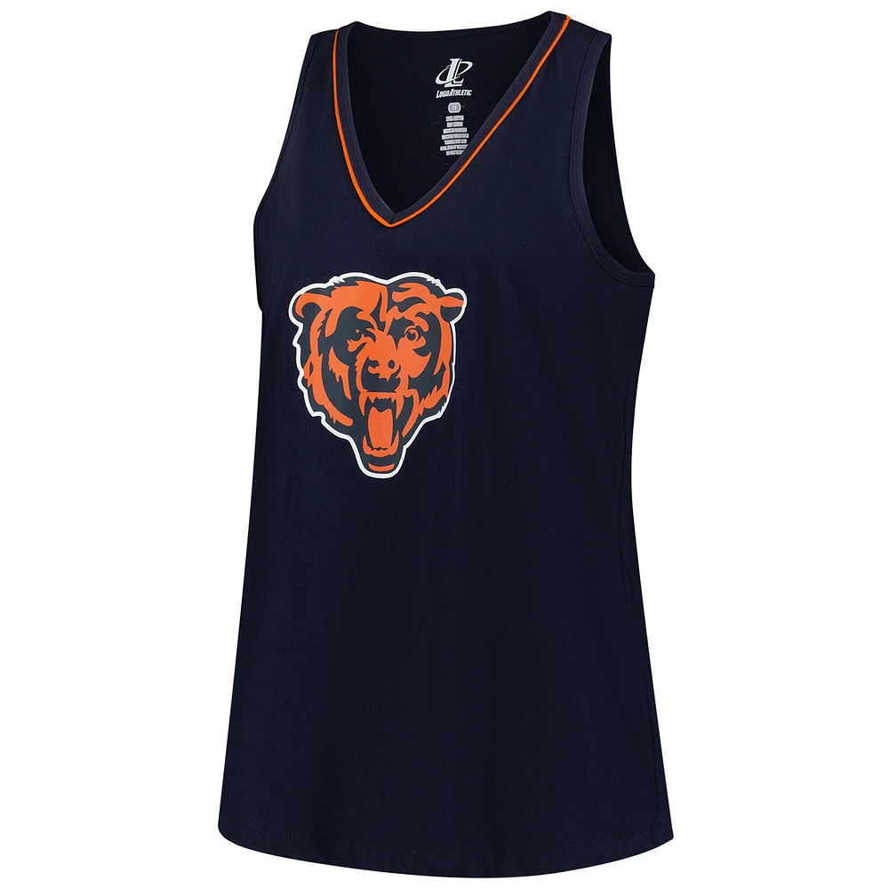 Women's Navy Chicago Bears Plus Stellar Win V-Neck Tank Top