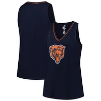 Women's Navy Chicago Bears Plus Stellar Win V-Neck Tank Top