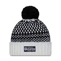 Bonnet en tricot à pompon à revers NFL Crucial Catch des Chicago Bears 2023 New Era noir/blanc pour femme