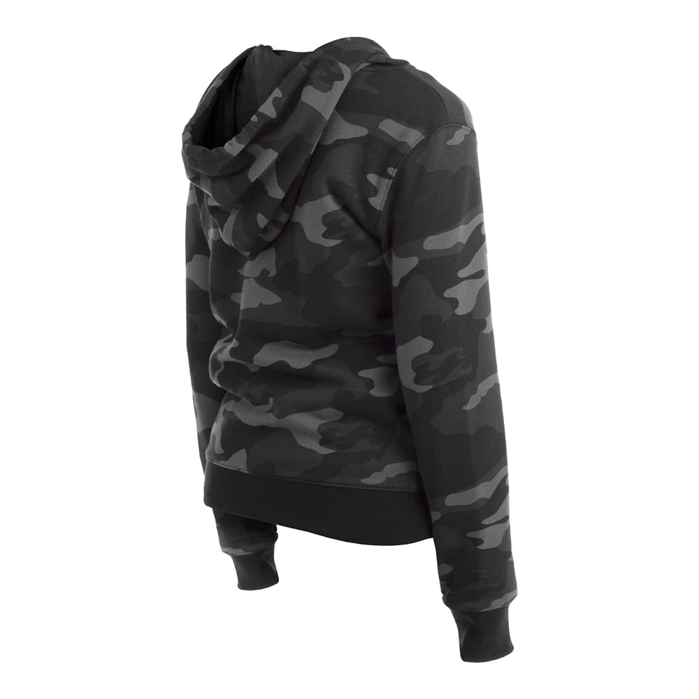 Sweat à capuche zippé et camouflage des Chicago Bears New Era pour femme, noir