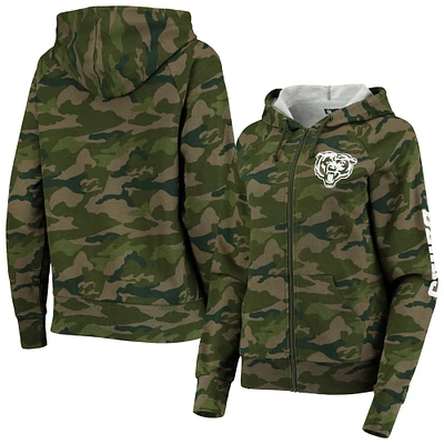 Women's New Era Camo Chicago Bears Raglan Full-Zip Hoodie